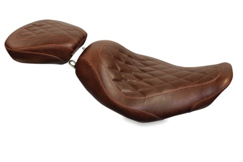 Mustang Motorcycle Seats Powersports 76733 97-07 Harley Rd King,06-07 Str Glide,00-05 Eagle Tripper Solo Seat Diamond Stitch - Brown
