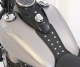 Mustang Motorcycle Seats Powersports Dash Panels 93218 08-13 Harley FLSTB,09-15 FLSTBC Softail Tank Bib w/Studs - Black thumbnail 1