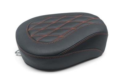 Mustang Motorcycle Products Wide Tripper Double Diamond Stitched Rear Seats 76648AB 08-21 Harley FL Touring Passenger Seat w/Red Stitch - Black