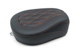 Mustang Motorcycle Products Wide Tripper Double Diamond Stitched Rear Seats 76648AB 08-21 Harley FL Touring Passenger Seat w/Red Stitch - Black thumbnail 2