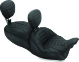 Mustang Motorcycle Seats Powersports 79595 15-21 Harley Freewheeler Std Touring Deluxe 1PC Seat w/Driver and Passenger Backrest - Black thumbnail 1