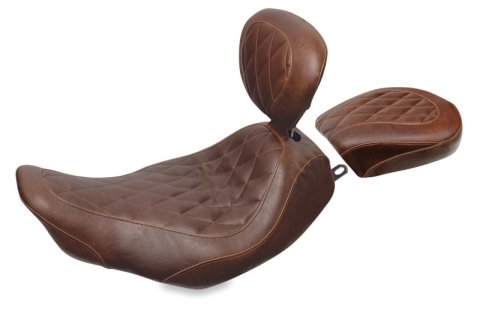Mustang Motorcycle Seats Powersports 79696 97-07 Harley Rd King, 06-07 Str Glide, 00-05 Eagle Wide Tripper Solo Seat w/DBR - Brown thumbnail 1