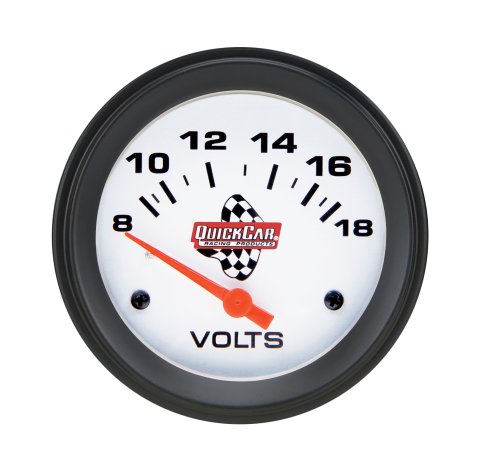 QuickCar Standard Gauges 611-6007 Gauge, Voltmeter, 8-18V, 2 5/8 in. Diameter, Silver Face, Analog, Electric, Each thumbnail 3