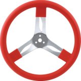 QuickCar Steering Wheels 68-0011 Aluminum Wheel, Natural, Red Rubber Grip, 15 in. Diameter, 3 in. Dish, 3-Bolt Mount, Each thumbnail 1