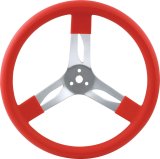 QuickCar Steering Wheels 68-0011 Aluminum Wheel, Natural, Red Rubber Grip, 15 in. Diameter, 3 in. Dish, 3-Bolt Mount, Each thumbnail 2
