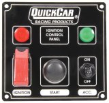 QuickCar Ignition Control Panels 50-823 Electrical Switch Panels, Panels, 3 Switches, Lighted, Toggle Style, Push Button Starter Switch, Aluminum, Black, Dash Mount, Each thumbnail 2