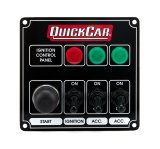 QuickCar Ignition Control Panels 50-825 Electrical Switch Panels, Panels, 4 Switches, Lighted, Push Button Starter Switch, Aluminum, Black, Dash Mount, Each thumbnail 2