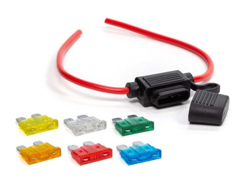 QuickCar In-Line ATC Fuse Holder Kits 50-955 Holder, Inline, 30 Amp Rating, 12 Gauge Wire, ATC, Includes 5/10/15/20/25/30 Amp Blade Fuses, Kit