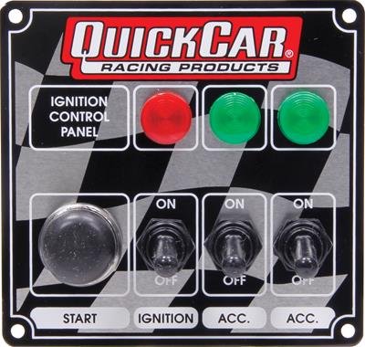 QuickCar Ignition Control Panels 50-025 Panel, Waterproof, Aluminum, 4.625 in. Width, 4.375 in. Height, 3-Switches, Lighted, Each