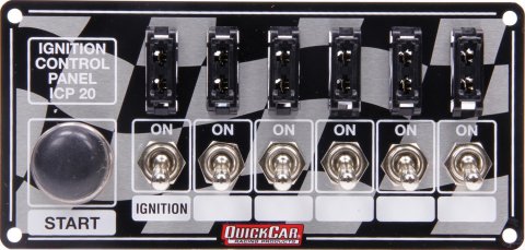 QuickCar Ignition Control Panels 50-163 Panel, Waterproof, Aluminum, 7.0 in. Width, 3.250 in. Height, 6-Switches, Each