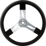 QuickCar Steering Wheels 68-002 Wheel, Aluminum, Natural Color 3-Spoke, Black Rubber Grip, 17.0 in. Dia., 3.0 in. Dish, 3-Bolt, Each thumbnail 1