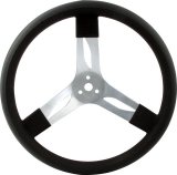 QuickCar Steering Wheels 68-002 Wheel, Aluminum, Natural Color 3-Spoke, Black Rubber Grip, 17.0 in. Dia., 3.0 in. Dish, 3-Bolt, Each thumbnail 2