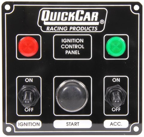 QuickCar Ignition Control Panels 50-822 ICP - Switch, Acc. Switch, Start Button, & 2 Pilot Lights Black thumbnail 1