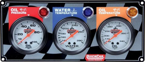 QuickCar Standard Gauge Panels 61-6011 Panel, Quick Car, 2 5/8 in., Oil Pressure, Oil Temperature, Water Temperature, Analog, Mechanical, Kit thumbnail 1