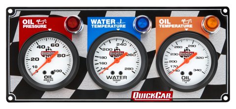 QuickCar Standard Gauge Panels 61-6011 Panel, Quick Car, 2 5/8 in., Oil Pressure, Oil Temperature, Water Temperature, Analog, Mechanical, Kit thumbnail 2