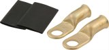 QuickCar Crimp-Solder Power Rings 57-520 Battery Terminals, 5/16 in. Copper Ring Lug, 4 AWG, with Heat Shrink Tubing, Pair thumbnail 1
