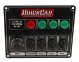 QuickCar Ignition Control Panels 50-826 Electrical Switch Panels, Panels, 3 Switches, Lighted, Toggle Style, Push Button Starter Switch, Aluminum, Black, Dash Mount, Each thumbnail 1