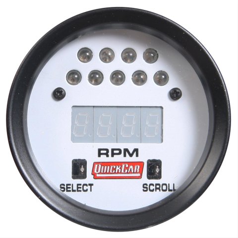 QuickCar Extreme LCD Digital Tachometers 611-7010 Tachometer, Digital, 0-18,000 RPM, 2 5/8 in. Diameter, Light Silver Face, Each thumbnail 1