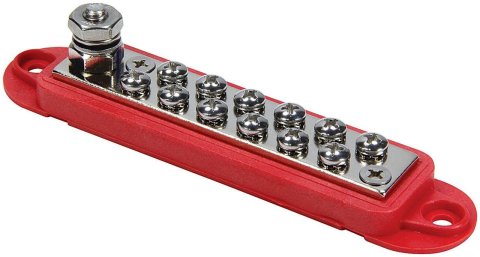 QuickCar Busbars 57-8012 Bus Bar, 12 Point, Red, Plastic, 15 Amps Per Post, Each thumbnail 1