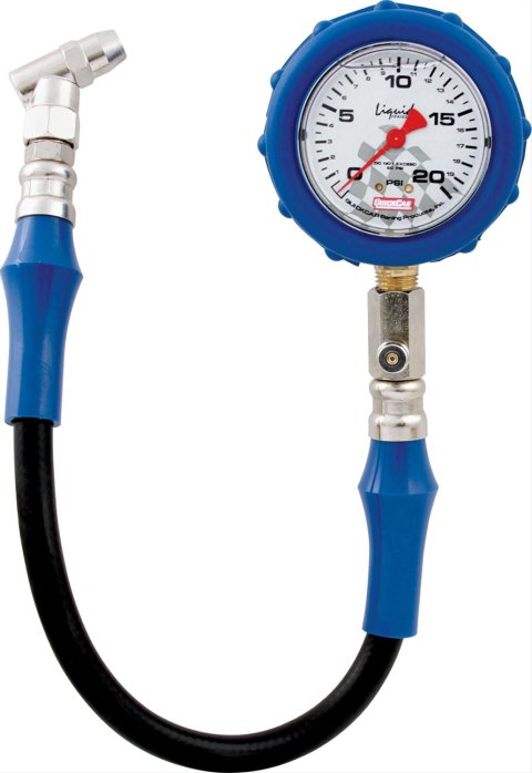 QuickCar Liquid-Filled Tire Pressure Gauges 56-021 Gauge, Liquid-Filled, 0-20 psi., 2.5 in, Diameter, Analog, 14 in. Hose, Each