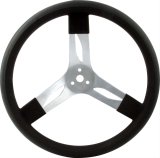 QuickCar Steering Wheels 68-001 Aluminum Wheel, Natural, Black Rubber Grip, 15 in. Diameter, 3 in. Dish, 3-Bolt Mount, Each thumbnail 1