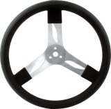 QuickCar Steering Wheels 68-001 Aluminum Wheel, Natural, Black Rubber Grip, 15 in. Diameter, 3 in. Dish, 3-Bolt Mount, Each thumbnail 2
