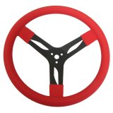 QuickCar Steering Wheels 68-0031 Wheel, Steel, 3-Spoke, Red Rubber Grip, 15.0 in. Diameter, 3.0 in. Dish, 3-Bolt Mount, Each thumbnail 1