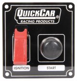 QuickCar Ignition Control Panels 50-803 Electrical Switch Panels, Panels, 2 Switches, Push Button, Starter Switch, Aluminum, Black, Dash Mount, Each thumbnail 1