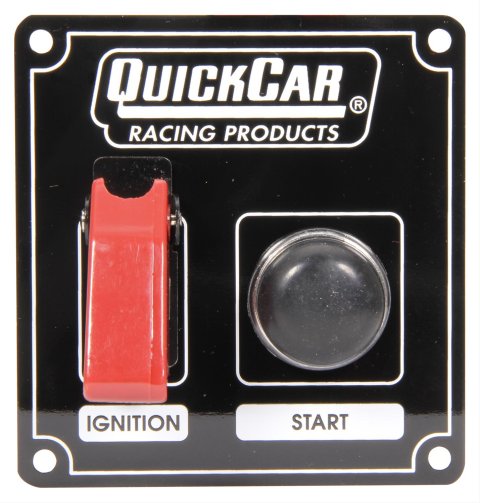 QuickCar Ignition Control Panels 50-803 Electrical Switch Panels, Panels, 2 Switches, Push Button, Starter Switch, Aluminum, Black, Dash Mount, Each