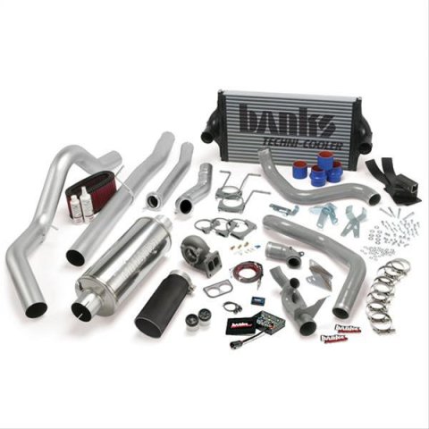Banks Power Ford 1994-97 7.3L Powerstroke PowerPack Systems 46356-B Performance Package, PowerPack, Single Side Exhaust, Crerakote Blk Tip, Ram-Air Intake, OttoMind Tuner, Ford, Truck, 7.3L, PowerStroke, Automatic, Kit