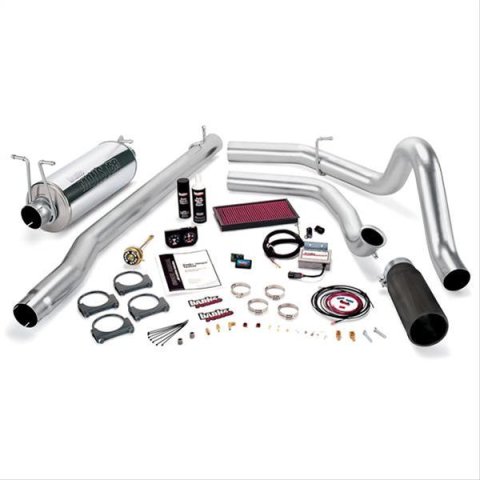 Banks Power Ford F-250/F-350 1999-2003 7.3L Stinger Systems 47546-B Performance Package, Stinger, Monster Exhaust, Single Exit, Black Tip, Ram-Air Intake, AutoMind Tuner, Ford, 7.3L, Stroke, Automatic, Kit