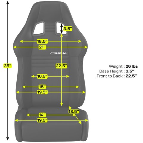 Corbeau A4 Racing Black Suede Seat S60091PR Bucket and Bench Seats, Seats, Adjustable Bucket, Suede, Black, Stitching, Lever Recline, Pair thumbnail 1