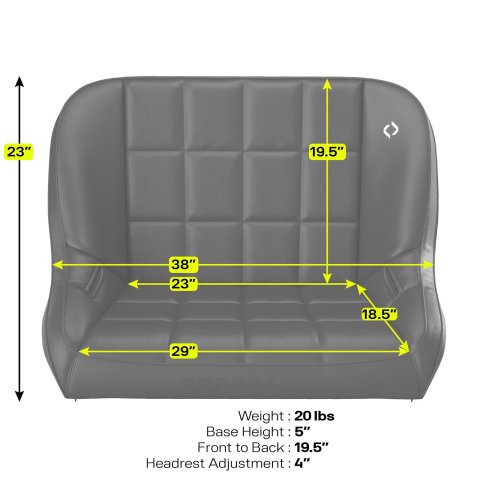 Corbeau Baja Suspension Black Vinyl Bench Seat 63401 Seat, 36" thumbnail 3