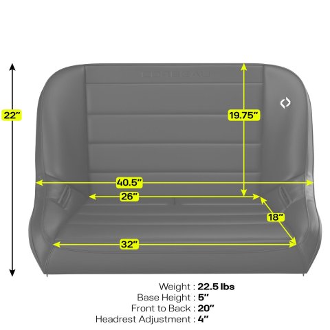 Corbeau Baja Suspension Black Vinyl Bench Seat 64002B Sport Seats , 40" Vinyl/Black Cloth thumbnail 3