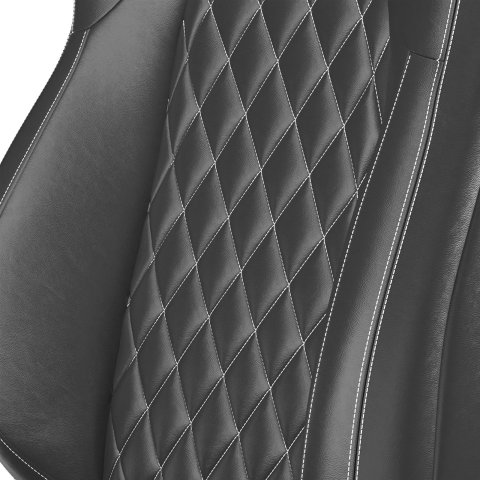 Corbeau Race Reclining Trailcat Black Vinyl Seat 44901 WPR Seats, Trailcat, Bucket, Lever, Steel, Cover and Insert, White Stitching, Shoulder Harness Opening, Front, Pair thumbnail 1