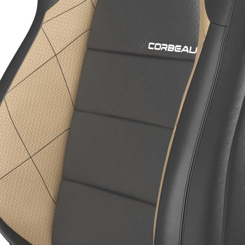 Corbeau Race Reclining Trailcat Black/beige Seat 44914PR Bucket and Bench Seats, Racing Seats, Black/Beige Vinyl, Black Stitching, Lever Recline, Pair thumbnail 1