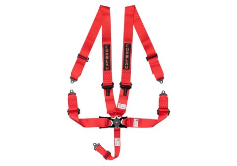 Corbeau Camlock 5-Point Harness 53007B Harness, 5-Point, Pull Down, Nylon, Red, 3 in. Width, Camlock, Wraparound/Bolt-in, Each