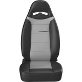 Corbeau Moab Black Vinyl Seat 70019PR Bucket and Bench Seats, Seats, Reclining Bucket, Lever Recline, Vinyl, Black, Stitching, Gray Cloth Insert, Pair thumbnail 4