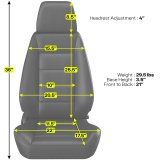 Corbeau Sport Black Vinyl Seat 90010PR Bucket and Bench Seats, Seats, Adjustable Bucket, Vinyl, Black, Stitching, Lever Recline, Pair thumbnail 5