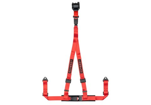 Corbeau Double Release Retractable 3-Point Harness 43307B Harness, Release, Retractable, 3-Point, Pull Down, Nylon, Red, 2 in. Width, OEM Style Latch, Bolt-in, Each thumbnail 1