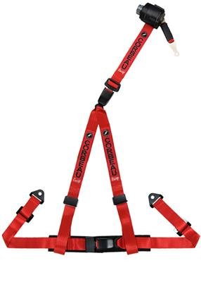 Corbeau Double Release Retractable 3-Point Harness 43307B Harness, Release, Retractable, 3-Point, Pull Down, Nylon, Red, 2 in. Width, OEM Style Latch, Bolt-in, Each thumbnail 2