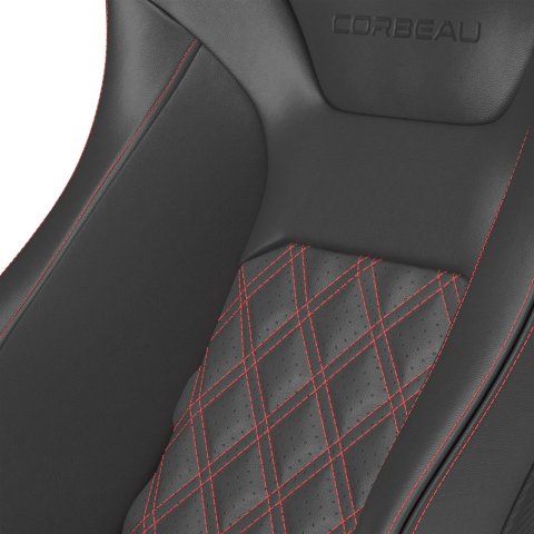 Corbeau Sportline RRB Black Seat 84917PR Bucket and Bench Seats, Racing Seats, Vinyl/Carbon Diamond Red Stitching, Lever Recline, Pair