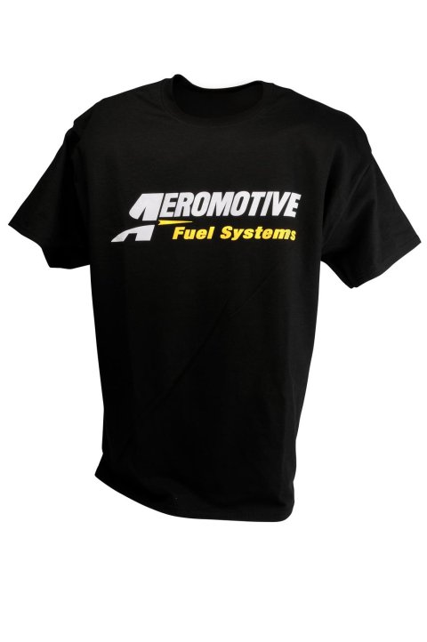 Aeromotive Logo T-Shirts 91015 T-Shirt, Short Sleeve, Cotton/Polyester, Black, Logo, Men's Medium, Each