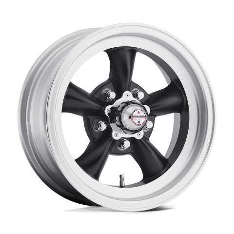 American Racing VN105 Torq-Thrust D Black Wheels with Machined Lips 15x8.5 Wheel, D, Aluminum, Matte Black, 15 in. x 8.5 in., 5 x 4.75 in. Bolt Circle, 3.770 in. Backspace thumbnail 1
