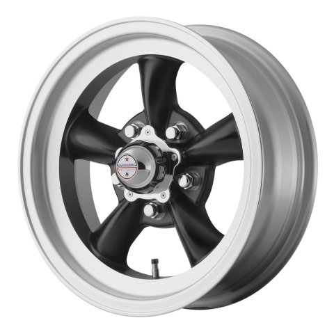 American Racing VN105 Torq-Thrust D Black Wheels with Machined Lips 15x8.5 Wheel, D, Aluminum, Matte Black, 15 in. x 8.5 in., 5 x 4.75 in. Bolt Circle, 3.770 in. Backspace thumbnail 3