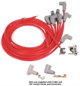 MSD 8.5mm Super Conductor Spark Plug Wire Sets 31239 Wires, Conductor, Spiral Core, 8.5mm, Red, 90 Degree Boots, Universal, L8/V8, Set thumbnail 1