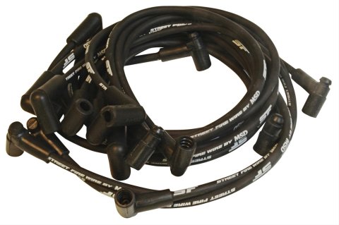 MSD Street Fire Spark Plug Wire Sets 5566 Wires, Fire, 8.0mm, Black, 90 Degree Boots, Chevy, Small Block, Set thumbnail 1