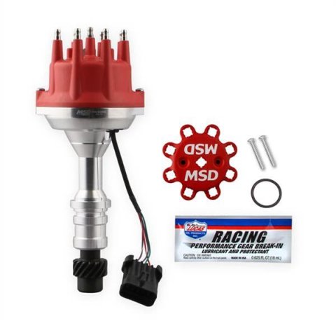 MSD Pro-Billet Dual Sync EFI Distributors 2385 Distributor, EFI, Hall Effect Trigger, Red Cap, Billet Aluminum Housing, Oldsmobile, Each