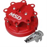 MSD Distributor Cap and Rotor Kits 8482 Rotor, Red, Male/HEI, Stainless Terminals, TFI, Ford, Lincoln, Mercury, Small Block, Kit thumbnail 1