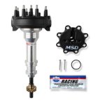MSD Pro-Billet Crank Trigger Distributors 83775 Distributor, Trigger, Male/HEI, Bronze Gear, Standard Rotation, Black Cap, Billet Aluminum Housing, Natural, Ford, Each thumbnail 2
